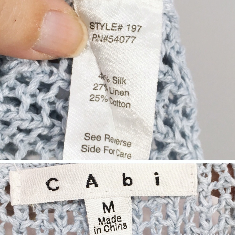 CAbi Seaspray Light Blue Silk Blend Knit Vest #197 - Picture 8 of 8